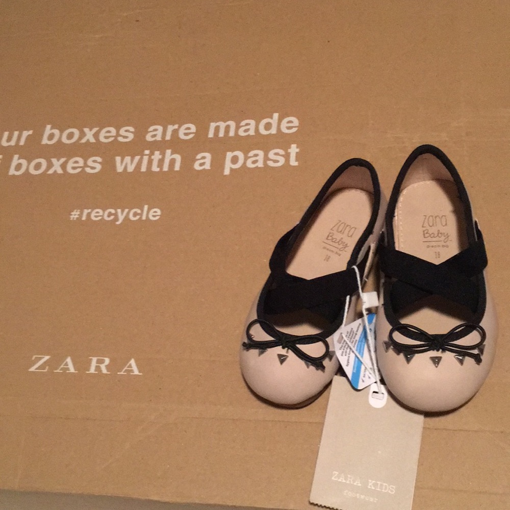 Zara baby cream studded flats